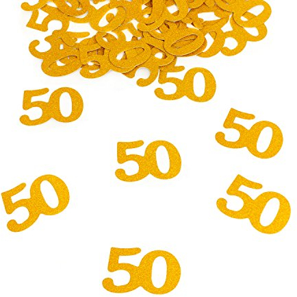 Oblique-Unique® Konfetti Zahl 50 Gold Glitzereffekt Deko Geburtstag Hochzeitstag Jubiläum - großes Konfetti -