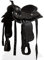 vidaXL Westernsattel Halfter Brustblatt Echtleder 13 Schwarz Pferd Sattel Set