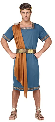 W WIDMANN MILANO Party Fashion - Römer Kostüm 3-teilig | Tunika mit Schärpe, Gürtel und Lorbeerkrone, Gladiator, Imperator, Karneval, Mottoparty