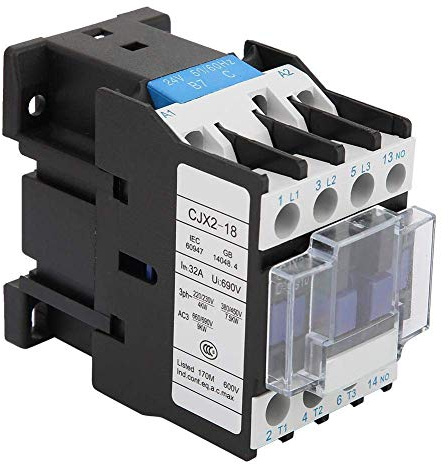 3 Poles Contactor CJX2-1810 24/36/48/110/380V AC Rail Mount Contactor Coil (24V AC)