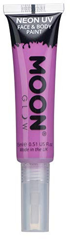 Moon Glow Pintura facial y corporal UV neón con aplicador de brocha - 15 ml Morado intenso