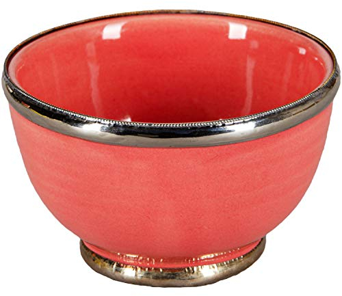 Orientalische Keramikschale Keramikteller Rund Cariba Rosa Ø 11cm Groß | farbige marokkanische Keramik Schale Teller aus Marokko | Orient große Keramikschalen flach Geschirr orientalisch handbemalt