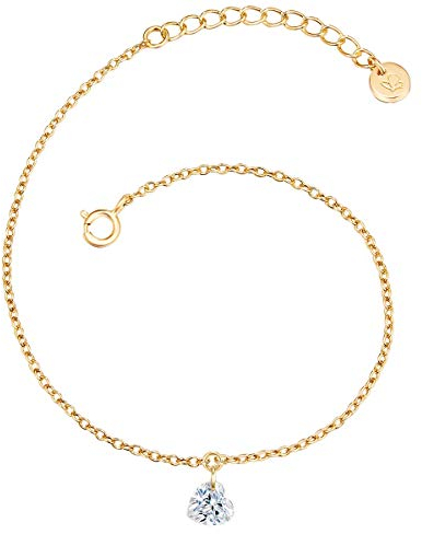 GLANZSTÜCKE MÜNCHEN Damen Armband 925/- Sterling Silber gelbvergoldet 14 Karat Topas weiß Herz Silberarmband