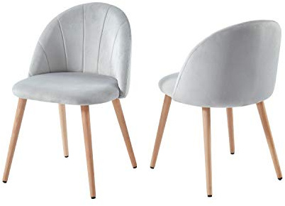 BAÏTA Lot de 2 chaises Shell en Velours Gris