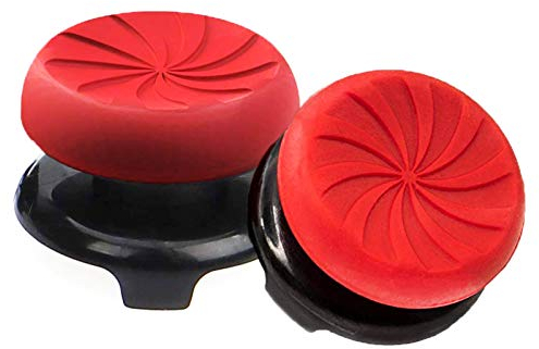 TEUVO Thumbsticks, Silikon Thumbsticks Griffe Mützen für PS4 Controller und für PS5 an Hilfe mit Ziel, Steuerung und Reduzieren Daumen Müdigkeit, Rot, 2 Stück