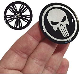 decal arts 4 x 50 mm 3D Gel Auto Felgendeckel Universal Felgen Nabenkappen Punisher Stil Fahrzeug Auto Tuning Emblem Fahrzeug Auto Tuning Emblem