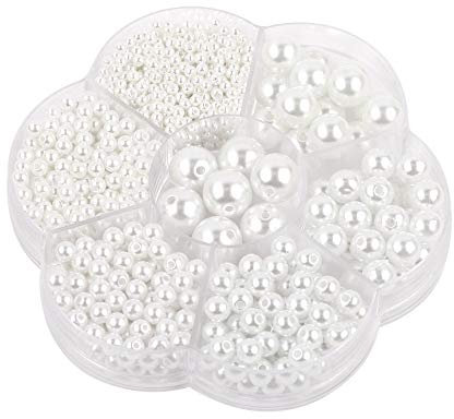 1150Pcs Round Pearls Beads,White Mixed Imitation Pearls Luster Glossy Polished Loose Beads for Wedding Party Decoration Jewelry Craft Making(3/4/5/6/8/10/12mm)