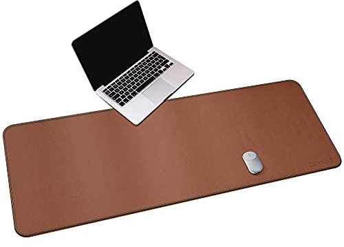 CENNBIE Schreibtischunterlage Leder,150x 60 cm Großes Mauspad - Schreibtischmatte Home Office Schreibtischzubehör Desktop Protector Rutschfeste Schreibtisch Löschpapier (braun)