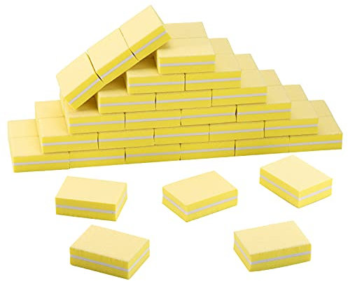 50 Pcs Mini Buffers for Nails 180/100 Grit Nail Buffers for Nail Care(Yellow)