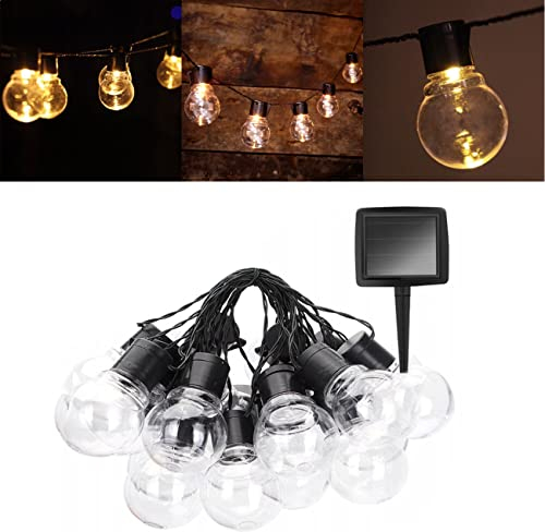 Polux Solar Lichterkette Außen, Girlande, 10 Warmweiße Glühbirnen (Transparent) LED 3.8M, Garten, Balkons, Partys, Hochzeiten, Kinder, Zimmersdekorationen, Feste, Weihnachtsbeleuchtung
