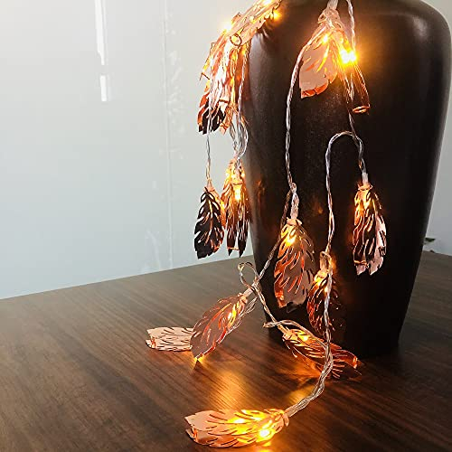 Riaxuebiy Metall Blätter Lichterketten, 9.8FT 20LED Feder Lichter für Hochzeit Weihnachten Geburtstag Urlaub Zimmer Hof Party Favors Freundin Geschenke Dekorativ (Blätter, 3m/20led)