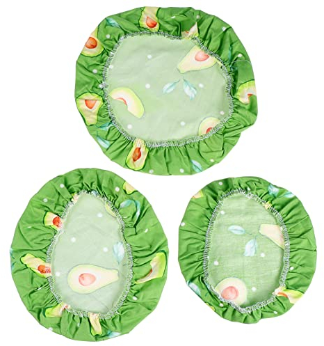 3pcs Reusable Cotton Bowl Covers, Fabric Bowl Covers Food Storage Covers for Kitchen Container Bowl (Green) Elastic Bowl Covers
