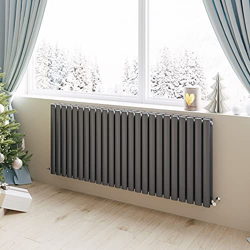 Horizontal Radiator Oval Column Designer Central Heating Rad 600x1416mm Double Anthracite