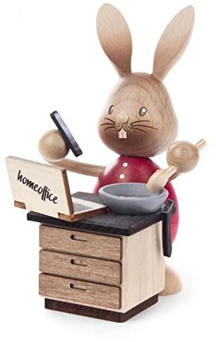 Rudolphs Schatzkiste Osterhase Stupsi Homeoffice-Sonderedition 2021-7,5x13,5x12 NEU Hase Holzhase Osterdeko Osterfigur Erzgebirge