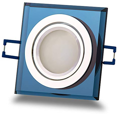 6x LED Einbaustrahler Set Glas eckig - schwarz 7 Watt kaltweiß 12V - MR16 Einbau-spot schwenkbar flach als Deckenleuchte Decken-Strahler - Einbauleuchte 75-80mm Bohrloch Einbau-lampe