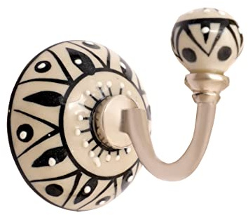 Nacnic Set di 2 ganci rotonde in ceramica 63 mm | Appendiabiti in tono osseo | Ideale per completare tutti i tipi di stanze. Eleganti ganci multiuso.