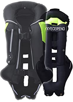 YXYECEIPENO Leichte Airbagweste Mit Hoher Sichtbarkeit Airbagweste Motorrad Mit Nacken-, Heckairbag, Reflexstreifen-Details Ganzjahres-Radjacke (Color : Black, Size : XL)