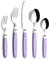 ANNOVA Ensemble de couverts/couverts en acier inoxydable avec poignées de couleur et rivets/style rétro. (Light Purple, 20 Pieces)