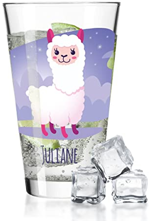 GRAVURZEILE Leonardo Wasserglas mit UV-Druck - im Lama Design - Personalisierte mit Name aus Glas - Lustiges Geschenk für Sie & Ihn