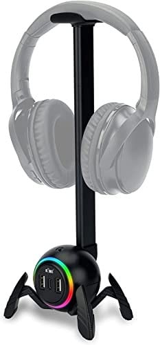 KIWIFOTOS Kopfhörerständer Spider Design Headset Halter mit USB Hub PC Gaming Zubehör für Schreibtisch Kopfhörerhalterung
