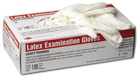 DE Healthcare Products – Latexhandschuhe (100 Stück), gepudert, unsteril, hypoallergene Handschuhe weiße Handschuhe, S