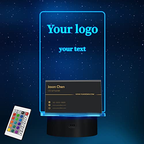 YuanDian Porte-cartes lumineux personnalisé pour cartes de visite, cartes de visite, présentoir de cartes de visite, 16 couleurs LED en acrylique