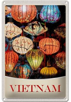 Femer Blechschild Reise 20x30cm Vietnam Asien bunte Laterne Kultur