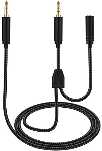 Lusgawer Chat-Link-Kabel für Computer, 3,5 mm Buchse auf 2 Dual-3,5 mm Stecker, Chat-Link-Kabel mit In-Line, kompatibel mit Elgato HD60, HD60S, HD60Pro, Nintendo Switch, Xbox One, PS4 und PS5