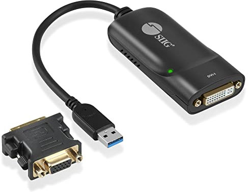 SIIG USB 3.0 to DVI Video Adapter with DVI to VGA Adapter | Quick and Easy Setup | 1080p or 2048x1152 Resolution | DisplayLink Manager Compatible, Support Windows 11, 10, Mac M1 & M2 (JU-DV0112-S3)