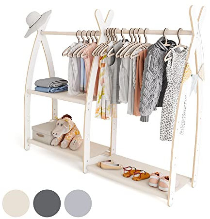 MAMOI® Portant Vetement Enfant 95x106x32cm / 53x95x32cm | Portant a Vetement Bois | Penderie Vetement Armoire Enfant Bebe | Meubles Enfants Bois Meuble Vetement | 100% ECO | Fabriqué dans l'UE