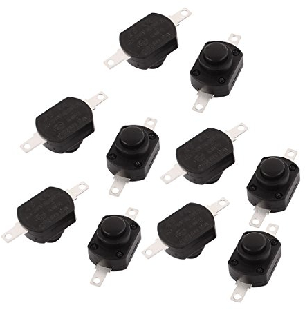 ABUZIV 10 Stück Steuerung elektrisch 250VAC 6A SPST Verriegelung runder Druckschalter schwarz for Lampe KAN-9