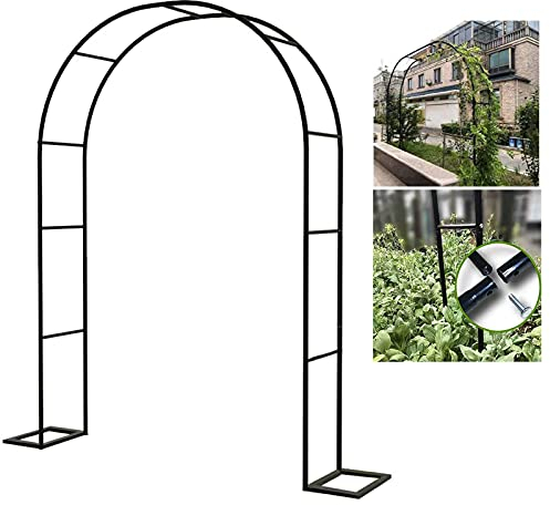 Gartenbogen, Rosenbogen mit anmutiger Kurve für Kletterpflanzen, Clematis, Rosenbogen aus Metall, Pergola-Spalier, Gartenlaube, Rankgitter, wetterfest und freistehend, für Gartenrasen im F