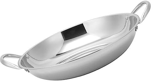 Alipis Wok Acier Inoxydable à Double Poignée Poêle De Cuisine Antiscaldante Idéale Pour Cuisine Domestique Et Restauration