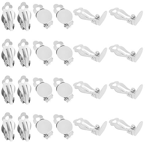 UNICRAFTALE 60 Stk 19.5mm Lang 316 Edelstahl Clip-On Ohrstecker Metall Flach Rund Blanko DIY Hypoallergen Ohrring Konverter Flache Pads Für Herstellung von Ohrringen