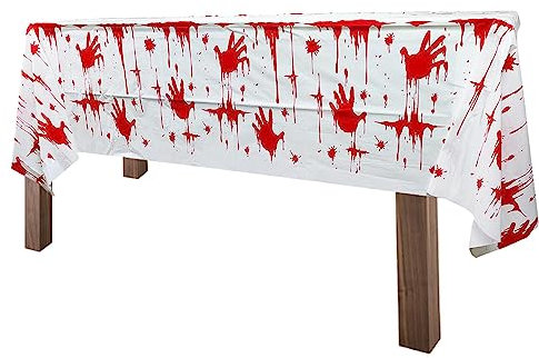 Horror-Tischdecke | Halloween Gruselige Bluttischdecke Rote Handabdrücke | 42,52 x 70,87 Zoll rechteckige dekorative Blut-Tischdecke, Halloween-Party-Dekoration für Esstisch