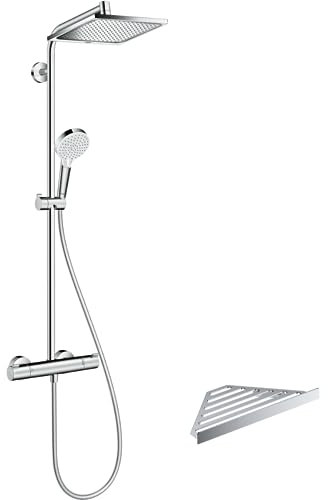 Colonne de douche thermostatique HANSGROHE Crometta E 240 chromé + tablette AddStoris