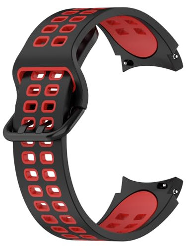 KINOEHOO Bracelet de Montres Compatible avec Samsung Galaxy Watch 6/5/5pro/4 Bracelets de Remplacement.(Noir + Rouge)