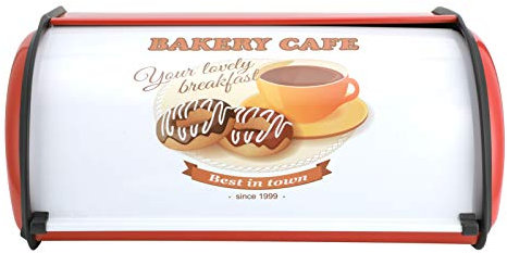 Tyenaza Brotkasten, Gebäck-Aufbewahrungsbox, Küchenaufbewahrung, Metall-Brot-Gebäck-Box, Retro-Heimeinrichtung, Große Kapazität Für Heimrestaurant(Rot)