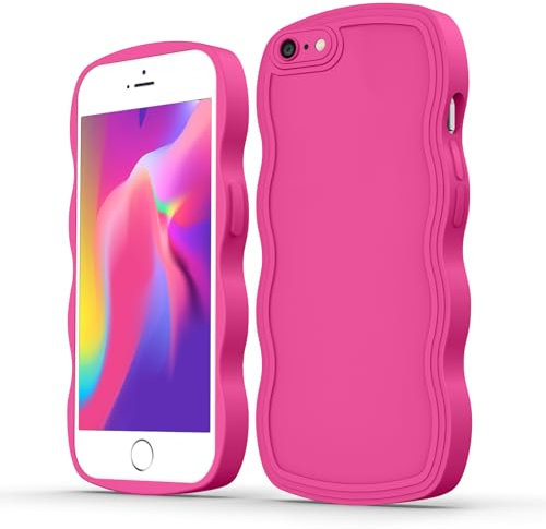 JUMIUSTNB Case for iPhone SE 2022/iPhone SE 2020/iPhone 7/iPhone 8,Wave Curly Frame Design,Soft Cute Multi-Color Thin TPU Shockproof Full Body Protective Case for iPhone SE3/SE2/7/8,Hot Pink(2-38)