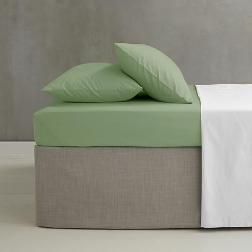 Catherine Lansfield Easy Iron Percale Combed Super King Fitted Sheet Sage Green