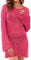 Women's Bikini Cover Up Bathing Suit Beach Swimwear Cover Ups Crew Neck Long Sleeve Crochet Dress Rose Red