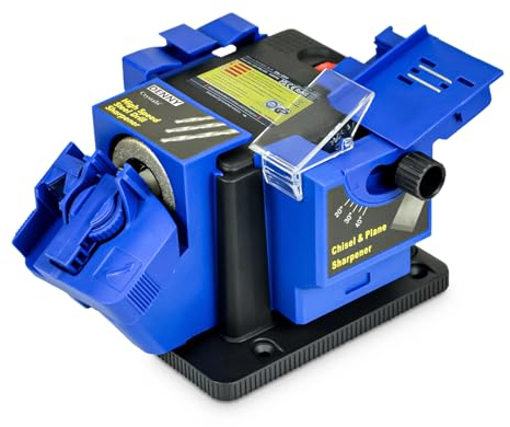 Crystals Electric Knife Sharpener – Three Working Modules for Scissor, Knife, Drill Bits, Chisels, Planes - Portable Sharpener Blue