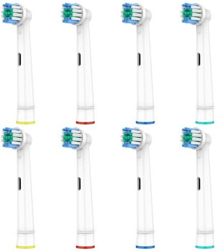 HSYTEK 8 Stück Aufsteckbürsten kompatibel mit Oral B Elektrische Zahnbürste, Zahnbürstenaufsatz für Oral B Vitality Pro, 100, Genius X, Pro 3 3500, Pro 3 9000, Pro Series 3 Plus, Weiß