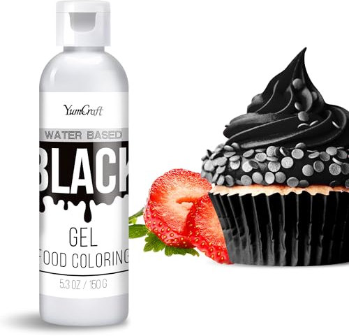 Lebensmittelfarbe Gel - Hoch Konzentriert Gel Lebensmittel Farbe zum Kuchen, Backen, Ostereiern, Getränken - Zuckerfrei Food Coloring für Fondant, Zuckerguss, Slime, Tortendeko (Schwarz, 150g)