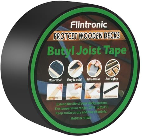 flintronic Dach Reparaturband, 5cm(w) x 15m(L) Bitumenband Selbstklebend, Reparaturband, Wasserdichtes Butyl Klebeband, Gaffer & Duct-Klebeband, Dachband Dichtband, für Deck Dachabdichtung(Schwarz)