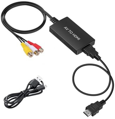JZK Cable adaptador RCA a HDMI, convertidor AV a HDMI, soporta 1080P para reproductores de DVD WII, STB, VHS, VCR, Blue-Ray
