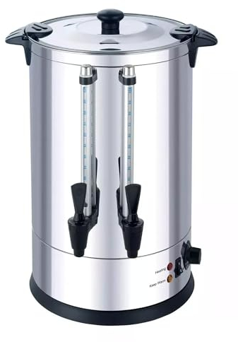 CVS Stainless Steel Electric Catering Urn 5.6 Liter 950 Watt - Water Boiler - Tea Kettle - Water Level Indicator - Anti-drip Tap - Temperature Control - Commercial Coffee (5.6 Liter)