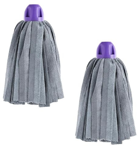 MAYA Fregona MAX Pro Tiras. Limpieza para Todo Tipo de Suelos. 100 % Microfibra. Super Absorbente y No Raya. Rosca Universal. Pack de 2 Fregonas (Morado)