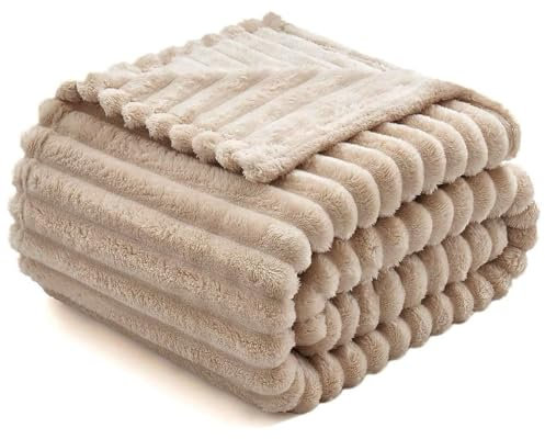Kuscheldecke Flauschig, Decke Fleecedecke, Cord Decke, Blanket 150x200cm, Weiche Warme Grobe Korddecke, Sofadecke Kuschelig, Überwurf für Bett und Couch (Khaki)