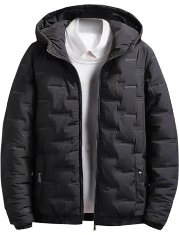 Winterjacke Herren Daunenjacke Leichte Steppjacke Einfarbig Softshelljacke mit Kapuze Outdoor Jacken für Männer Warme Fleecejacke Freizeit Übergangsjacke Bequeme Kapuzenjacke Casual Puffer Jacket